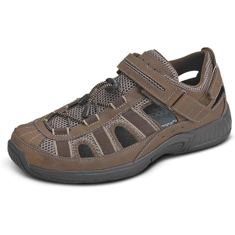 Orthofeet Men’s Orthopedic Brown Leather Clearwater Sandals(Brown ...